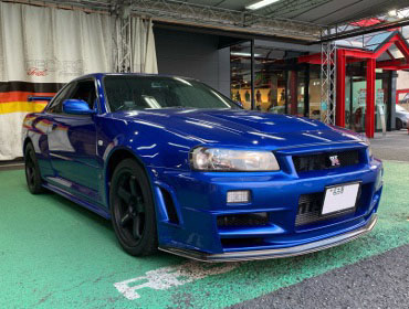 NISSAN�@�X�J�C���C��GT-R�@BNR34�i1999�N�j�@�Ɂ@RECARO�i���J���j�@�X�|�[�c�X�^�[CL210H CF�@BK�@�o�b�N�J�[�{���V�F���@����