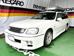 NISSAN�@�X�e�[�W�A�@GF-WGNC34���i1999�N�j�@�Ɂ@RECARO�i���J���j�@RCS�@�z���C�g�V�F��/�u���[���b�V���@����
