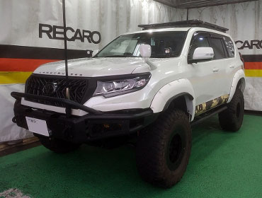 TOYOTA�@�����h�N���[�U�[�v���h150�@GDJ150W�i2019�N�j�@�Ɂ@RECARO�i���J���j�@RS-G�@GK�@BK/BK�@�V�[�g�q�[�^�[�t���@����